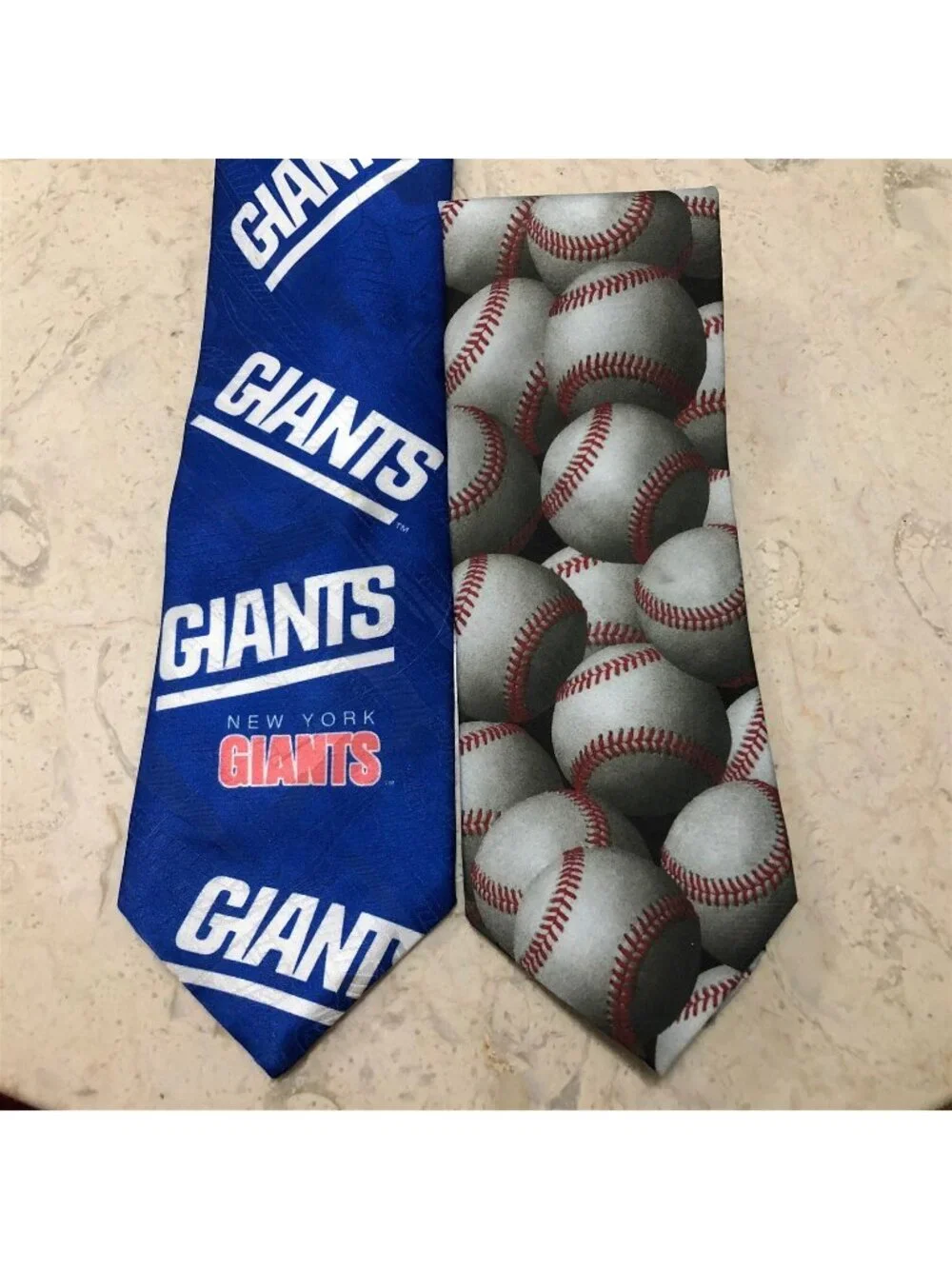 Ralph Marlin Necktie Neck Tie Set of 2 Baseballs and New York Giants 1993